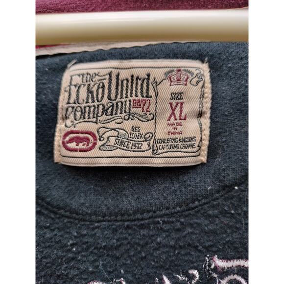 Ecko Unltd Vintage Y2K Hoodie Embroidered Skater Cyber Mall Goth XL Graffiti - Picture 8 of 10